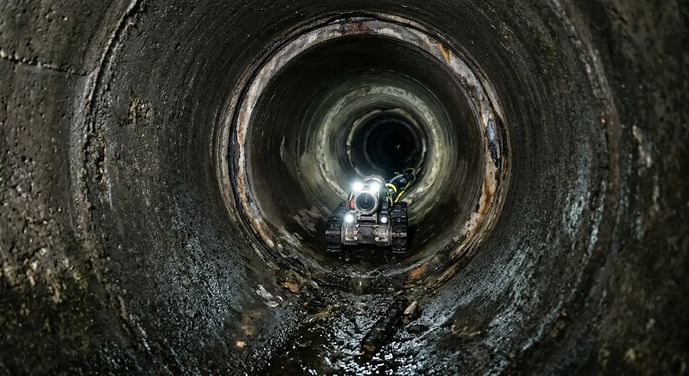 Robotic sewer camera inspecting pipe interior for Sewer Line Cleaning in Shaler